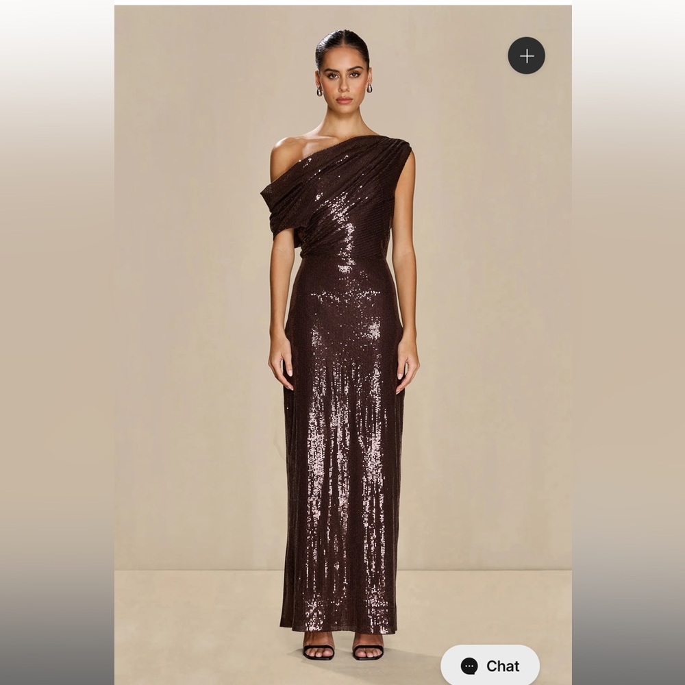 Brown Sequin Maxi Length Gown